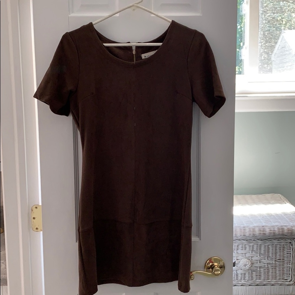 Brown mini shirt dress